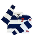 PLAYHERS CROPPED LONG SLEEVE ROYAL AND WHITE STRIPED RUGBY