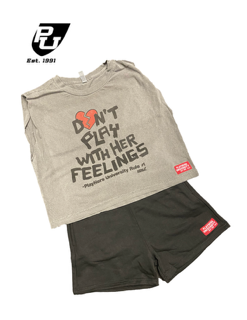 DON'T PLAY WITH HER  FEELINGS FLEECE  SHORT SET