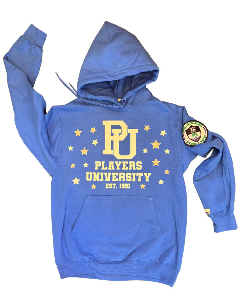 "I KNOW YOU LYING" Detroit Blue Hoodie w/ White and Silver Logo.