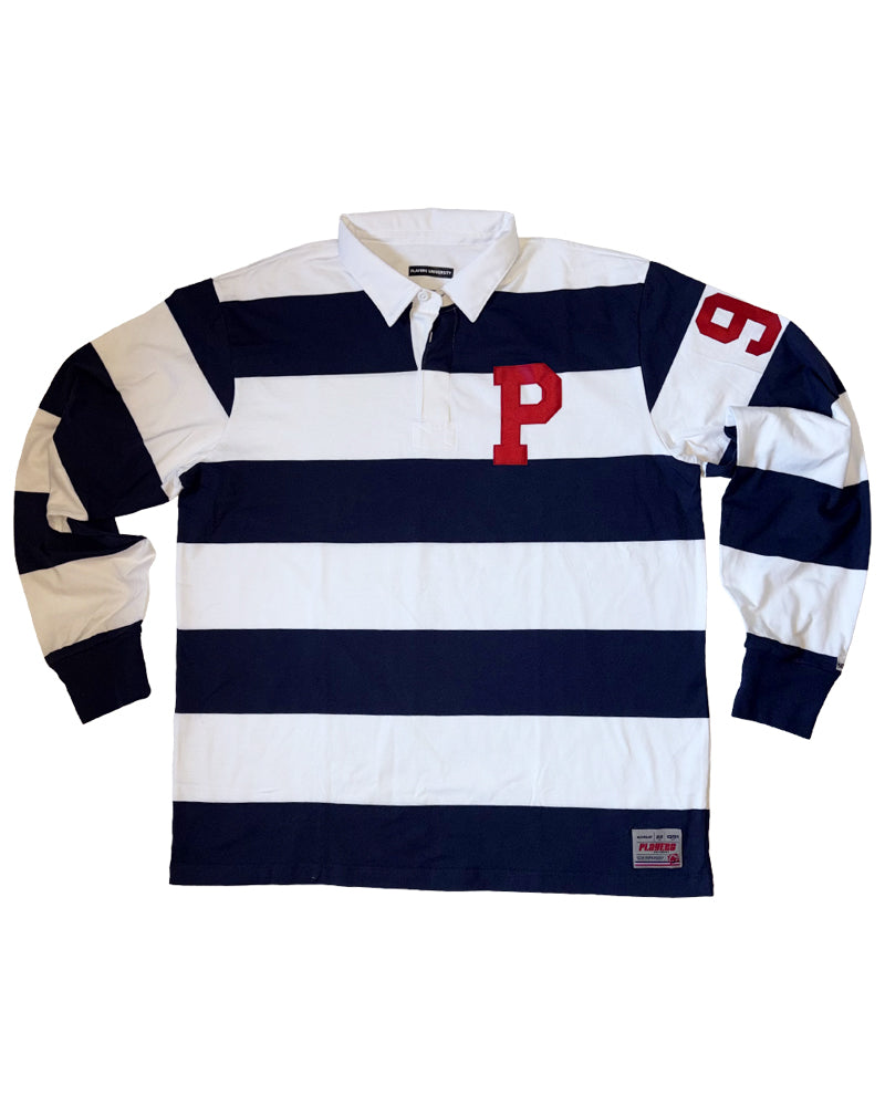 Striped Navy and White "Kings Island Grad Nite" Rugby