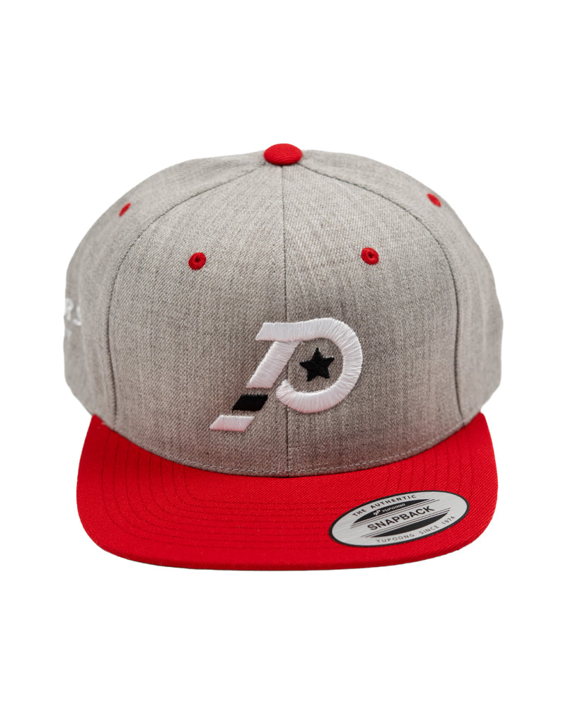 PLAYERS UNIVERSITY TWO-TONE GREY AND RED "P STAR" SNAPBACK