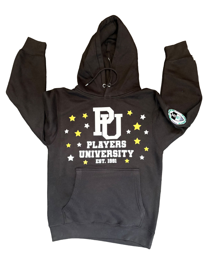 'Steel Chaos" Black Hoodie w White and Yellow logo