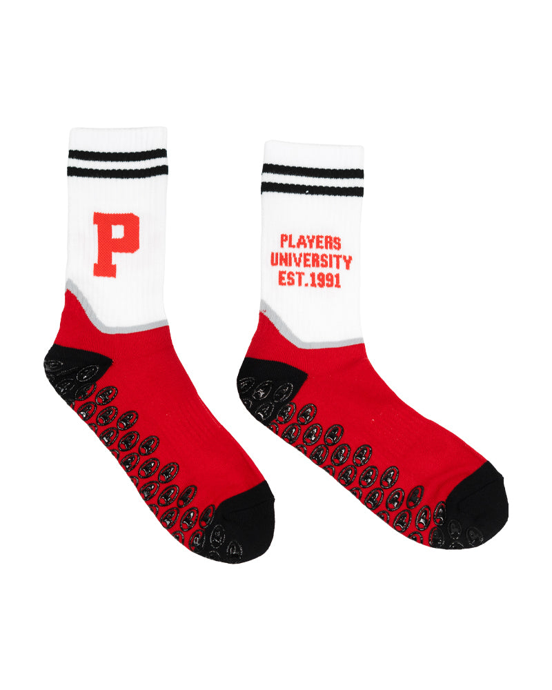Players University "Ten Toes Down" RED/WHITE/BLK   "Gripper" Sock