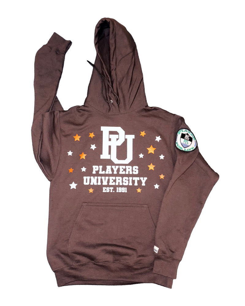 "THIEVELAND BROWNS"  Brown Hoodie w/ White and Orange Logo