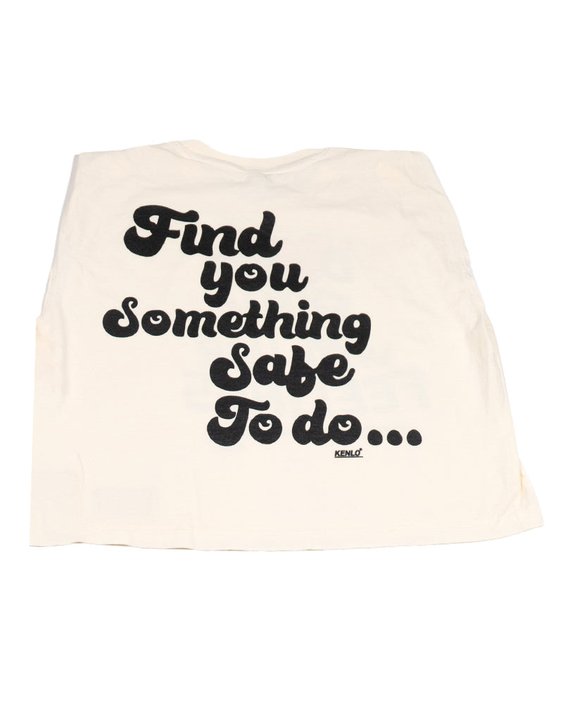 "DON'T PLAY WITH HER FEELINGS" CREAM LATTE SLEEVELESS BOX CUT  TEE