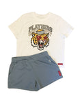 PLAYHERS UNIVERSITY "EYE OF THE TIGER" MISTY BLUE SHORT SET