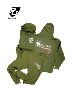 PLAYHERS OLIVE GREEN AND CREAM HOODED JOGGER