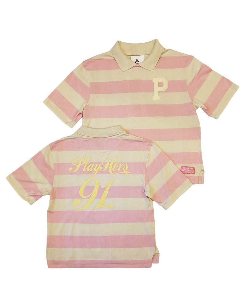 WOMEN'S STRIPED "THINK PINK" BOXY  POLO